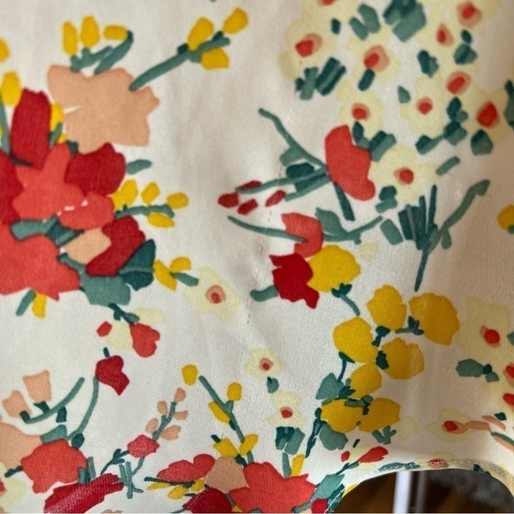 Zara Basic Womens Cream Floral 3/4 Sleeve Blouse, Size Large - Picture 12 of 12